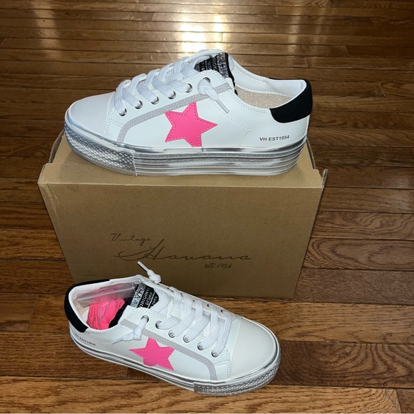 Vintage Havana Amaze Platform Metallic Sneakers White, Silver & Pink Women’s 8 - Picture 2 of 16